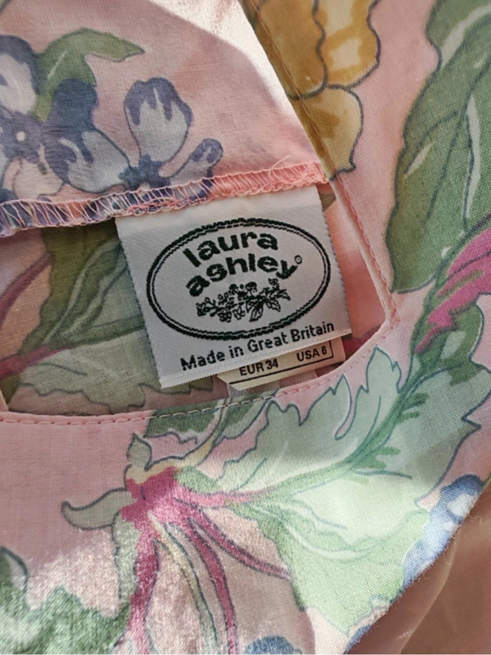 Vintage Laura Ashley cottage core dress Pink Prairie midi Puff size 6 - Picture 5 of 13